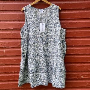 NWT Lucky Brand 100% Linen V-Neck Sleeveless Tiered Mini Dress Women's Size 2X